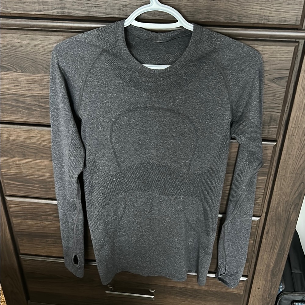 Gray Long Sleeve Athletic Top